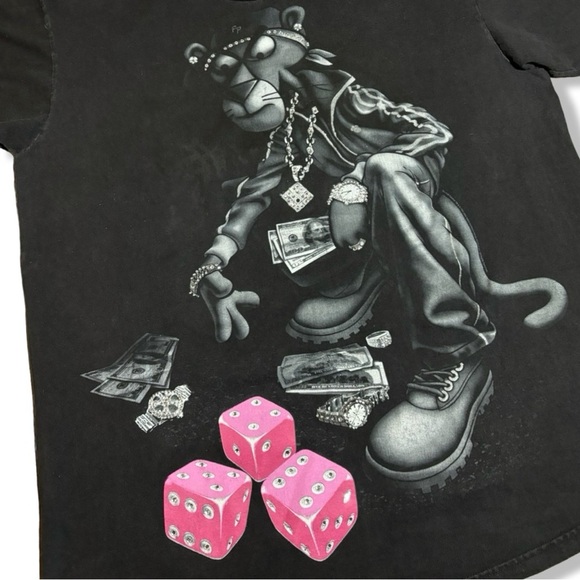 Vintage Y2K Pink Panther Gangster T-Shirt - Picture 2 of 3